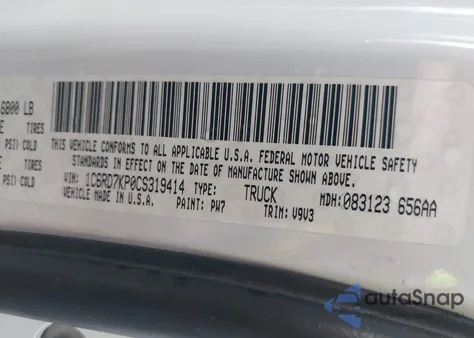 2012 Ram 1500 St z USA, uszkodzony, nr VIN 1C6RD7KP0CS319414